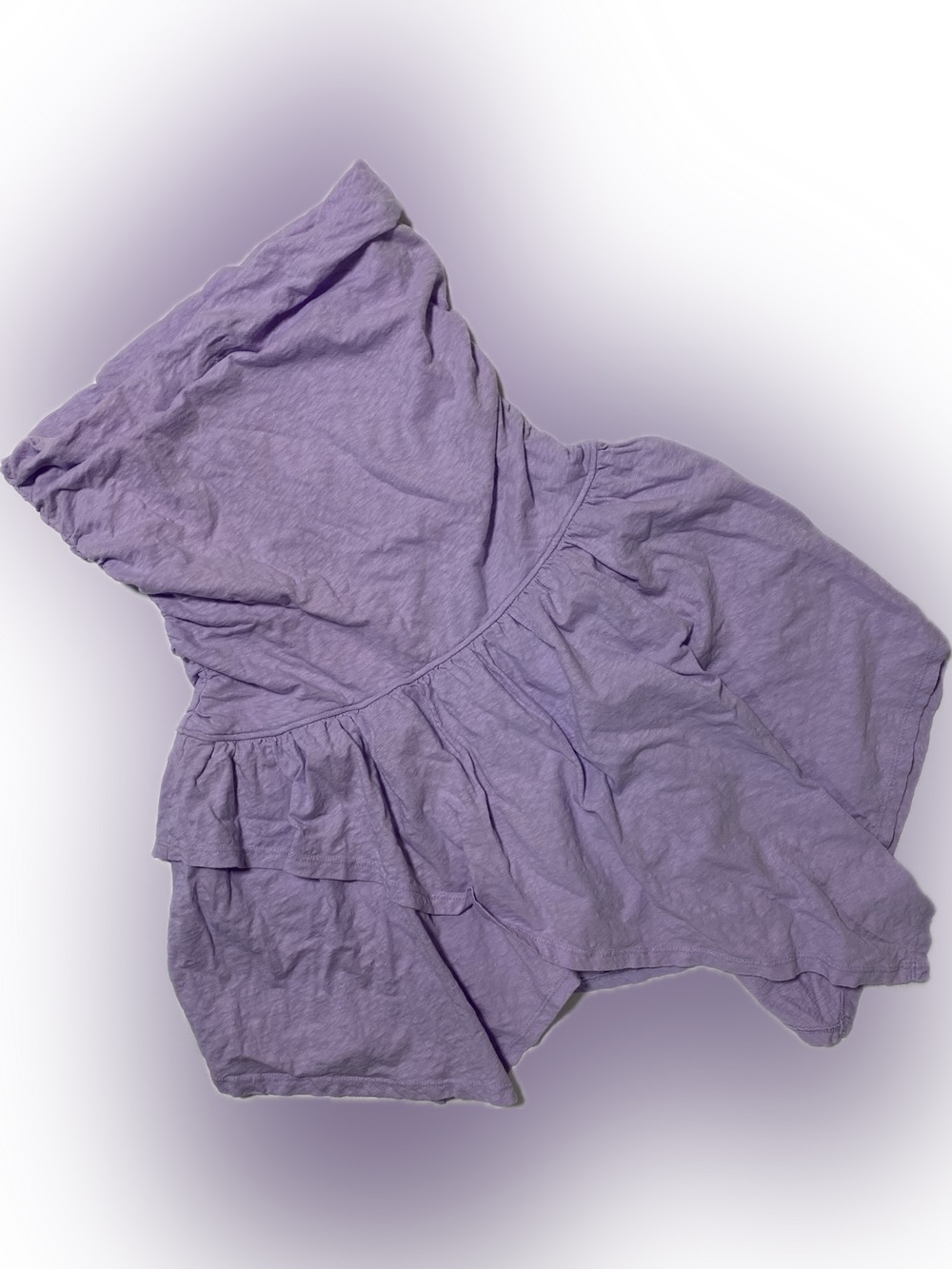 FP Beach Lavender Strapless Ruffle Tiered Mini Dress